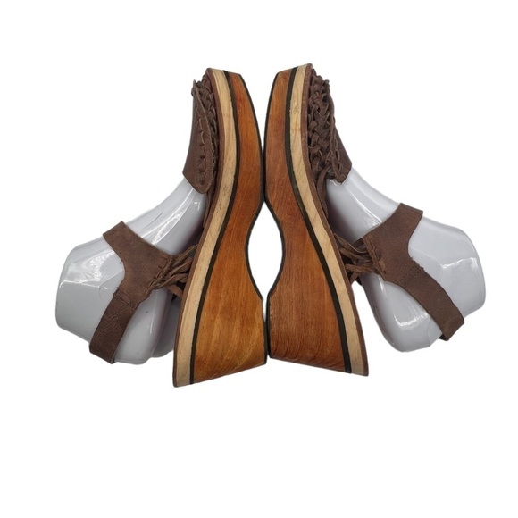 Free People Brown Magnolia Slope Wood Heel Platform Clogs Size 41 Women's - Picture 7 of 10